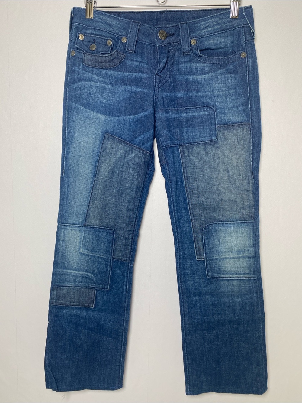 True Religion Billy Patchwork Jeans Size 29-30 Made‎ USA Y2K Low Rise Women's